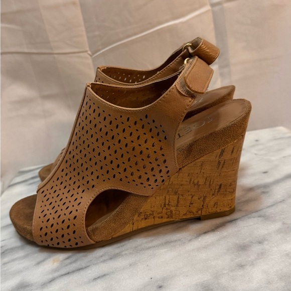 TOETOS Women's Solsoft Mid Heel Platform Wedges Sandals, Leather Brown size 8 - Picture 8 of 11